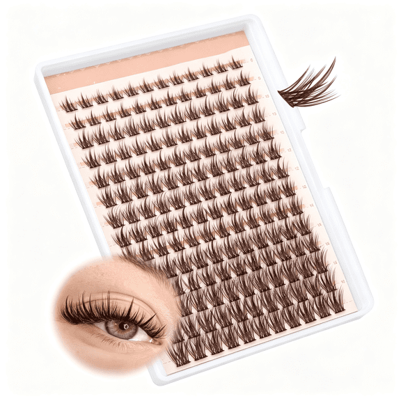 GEWIKK Brown Lash Clusters Wispy Cluster Eyelash Extensions 8-16Mm Mixed Individual Lashes with C-Curly and Invisible Band for Natural Everyday Wear,Beginner-Friendly