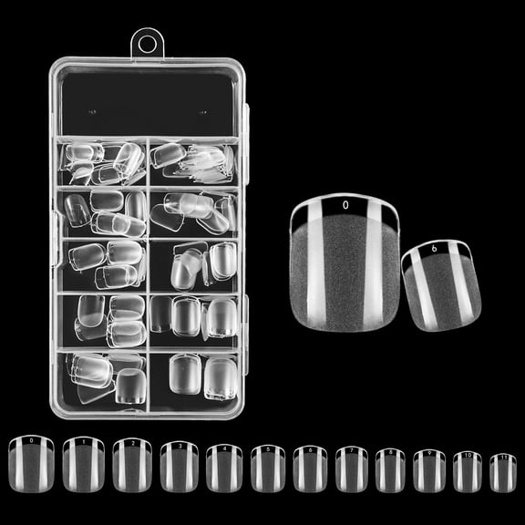 GEWIKK Extra Short Square Fake Nails,Soft Gel Pre-Shaped Acrylic Xs Short Square Nail Tips,Half Matte Full Cover Clear Press on Flase Nail Tips for Nail Extension Home Diy 240Pcs/12 Sizes