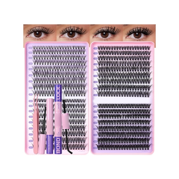 GEWIKK Lash Clusters Kit 700Pcs Eyelash Clusters Kit,30D+40D+50D+60D Cluster Eyelash Extensions Natural,D Curl 8-16Mm,With Bond Seal Tweezers Remover Versatile Eyelash Extension Kit