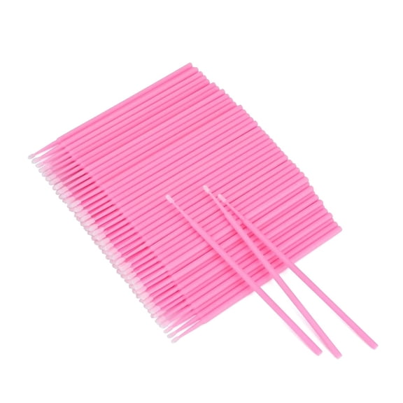 GEWIKK Micro Swabs,Disposable Micro Applicator Brushes&Swabs 100Pcs Pink Cotton Tips for Makeup Correction,Eyeliner Detailing,Nail Art Cleanup,Brow Tinting,Lash Extension Prep&Salon Use