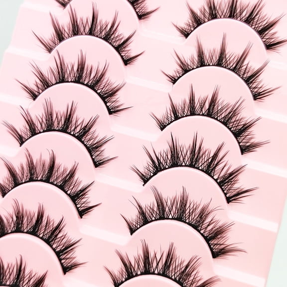 GEWIKK Wispy Lashes Doll Eye False Eyelashes Manga Look 30 Pairs Short Lightweight Lash Strips Clear Band Fake Strip Eyelash Hybrid Full Eye Lash Natural Cute Makeup Pestaas Postizas for Beginners