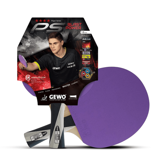 GEWO PS Blast Power Table Tennis Racket, ITTF Approved Offensive Paddle with Carbon Technology, Thunderball2 Rubber, Flared Handle