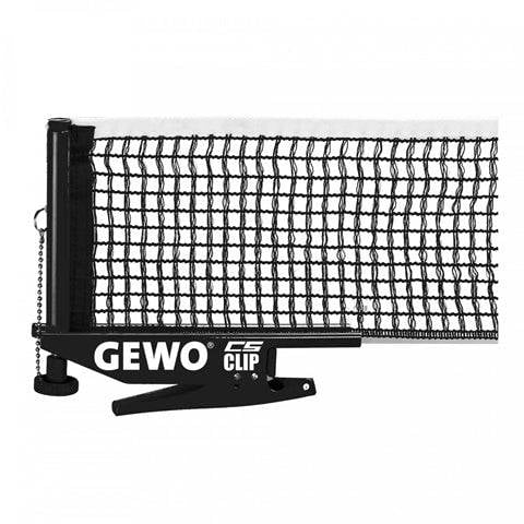 GEWO CS Clip Table Tennis Net Set, Adjustable Clamp-On Ping Pong Net with Metal Posts, Replacement Table Tennis Net for Club & School Play