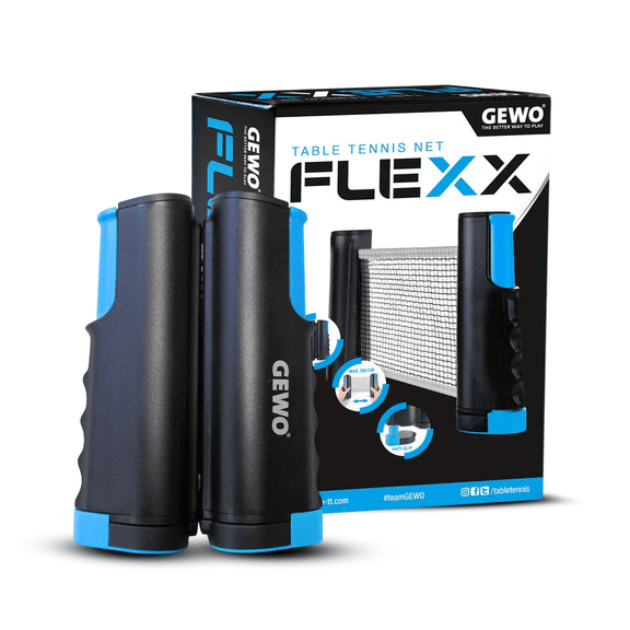 GEWO Net FleXX Retractable Table Tennis Net Set, Portable Ping Pong Net for Any Table, Adjustable Clamp-On Net with Storage Bag