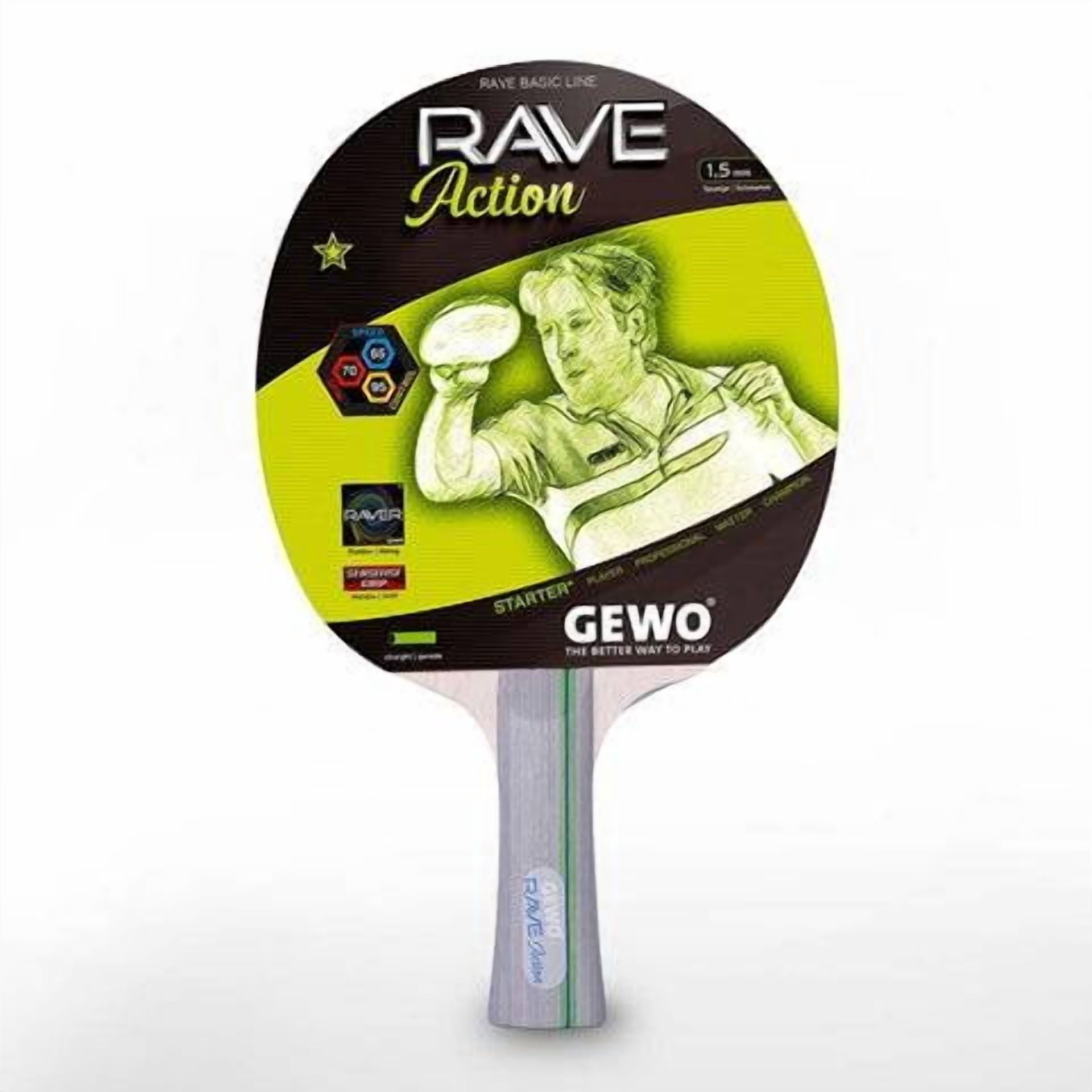 Rave Racket GEWO Rave Action Pre-Assembled Table Tennis Racket - Walmart.com