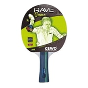 GEWO Rave Game Pre-Assembled Table Tennis Racket, Allround Ping Pong Paddle, 5-Ply Wood Blade, 2.0 mm RAVER Rubber, Flared Handle