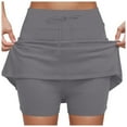 thumbnail image 1 of GEWSEY Skorts for Women Dressy Casual Plus Size High Waist Skirt with Shorts Underneath Tennis Skorts with Pockets Tummy Control Grey, 3XL, 1 of 6