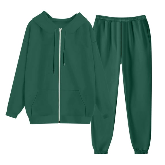 GEWSEY 2 Piece Tracksuit for Women Sweatsuits Sets Outfits Long Sleeve Zip Up Sweatshirt Long Pants Casual Jogging Suits (Green, S)