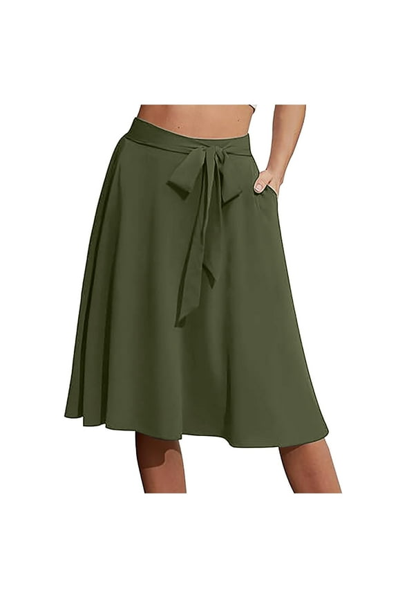 20" Knee Length Skorts Skirts for Women with Pockets Tennis Skirt High Waisted Golf Skirts for Women Casual Athletic Army Green, L