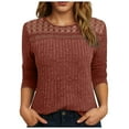 thumbnail image 1 of GEWSEY 3/4 Length Sleeve Womens Tops Lace Business Dressy Casual Blouses Spring Summer Fall Trendy Cute Work T Shirts (Coffee, XL), 1 of 6