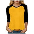 thumbnail image 1 of GEWSEY 3/4 Sleeve Tops for Women Workout Shirts Baseball Style Raglan Tshirts Casual Color Block Tees Comfy Steetwear (Yellow, L), 1 of 6