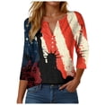 thumbnail image 1 of GEWSEY 4Th of July Shirts Women 3/4 Sleeve Crewneck Cute Shirts Casual Print T Shirt (Watermelon Red, XXL), 1 of 8