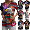 thumbnail image 1 of GEWSEY 4th Of July Scrub Tops Women Short Sleeve V Neck Fourth With Pockets Patriotic For Nurses Holiday Scrubs (Black, M), 1 of 6