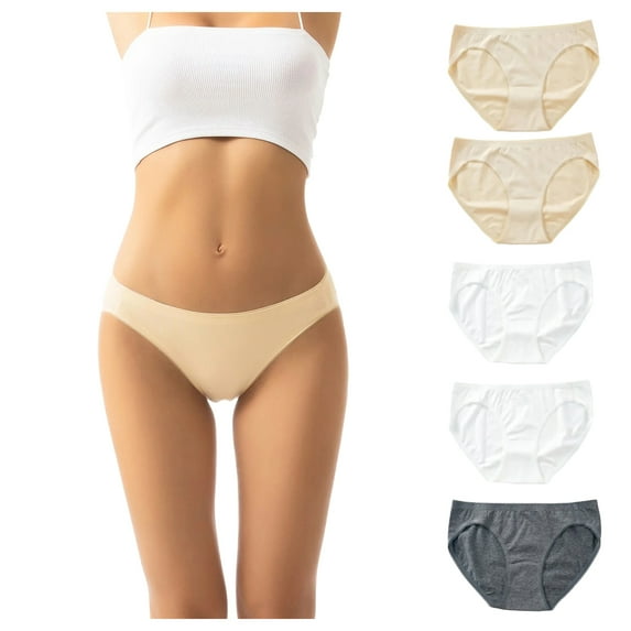 GEWSEY 5 Pack Women's Cotton Bikini Panties High-Cut Full Coverage Stretch Cool Underwear for Women (Grey, XL)