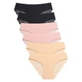 thumbnail image 1 of GEWSEY 6 Pack Sexy Underwear for Women Silky Seamless No Show Panties Ladies Lace Bikini Lightweight Cheeky Hipster (Coffee, S), 1 of 9