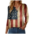 thumbnail image 1 of GEWSEY America 250 Tshirt 3/4 Sleeve Tops V Neck Independence Day Shirts Patriotic Pattern Tunic Tops (Brick Red, S), 1 of 8