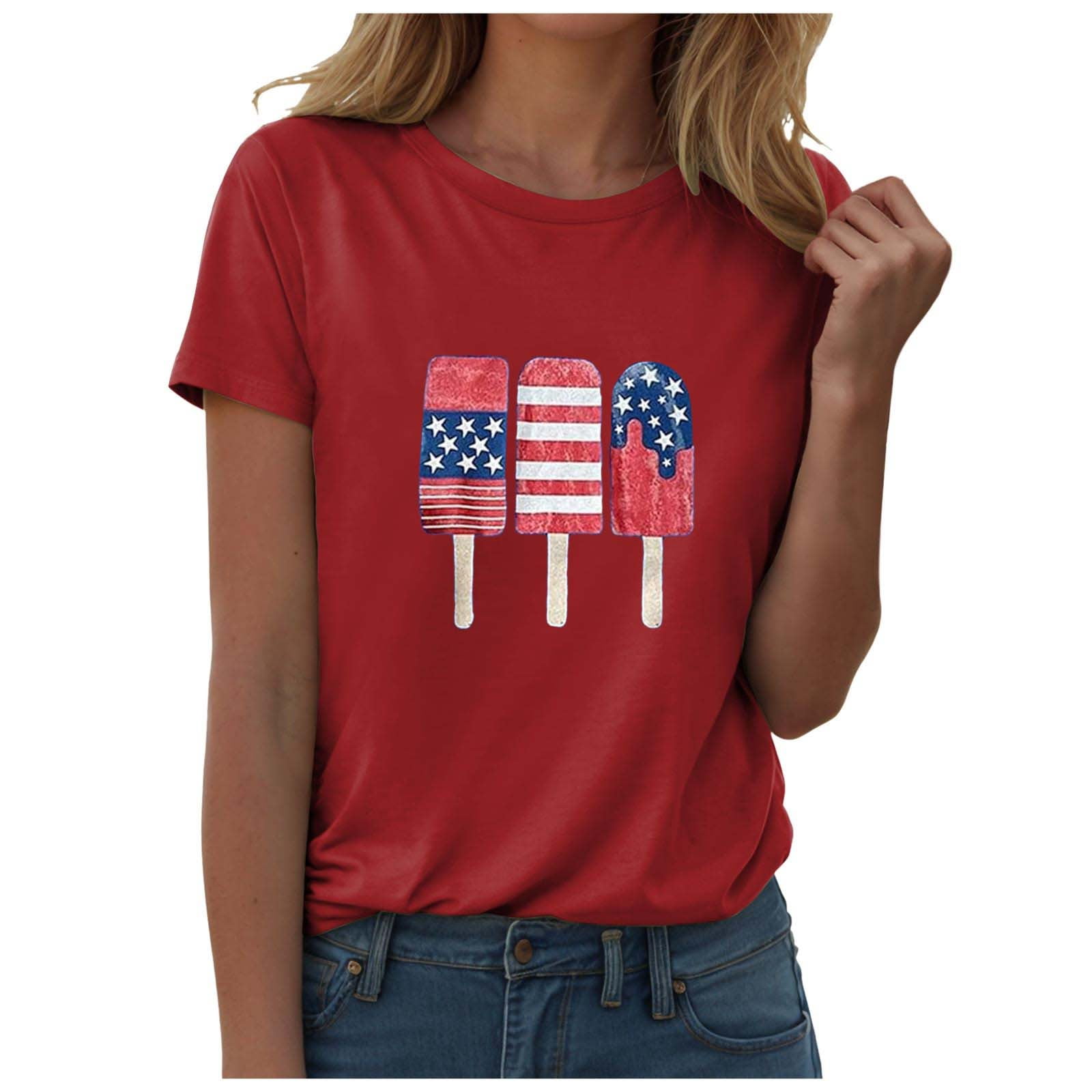 Patriotic American Flag Shirt For Women – 4th Of July Graphic Tee, Red White Blue T-Shirt
