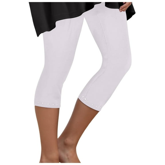GEWSEY Athletic Legging for Women - UPF50+ Quick-Dry for Workout, Yoga, Biking, and Casual Wear Black (White, S)