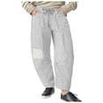 thumbnail image 1 of GEWSEY Baggy Barrel Jeans for Women Y2k Striped Drawstring High Waist Straight Wide Leg Boyfriend Jeans Mom Denim Pants (Grey, S), 1 of 6