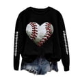 thumbnail image 1 of GEWSEY Baseball Mom Sweatshirt For Women Heart Printed Crewneck Long Sleeve 2025 Pullover Tops (Black, M), 1 of 8