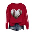 thumbnail image 1 of GEWSEY Baseball Mom Sweatshirt For Women Heart Printed Crewneck Long Sleeve 2025 Pullover Tops (Red, XXL), 1 of 8