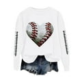 thumbnail image 1 of GEWSEY Baseball Mom Sweatshirt For Women Heart Printed Crewneck Long Sleeve 2025 Pullover Tops (White, S), 1 of 8
