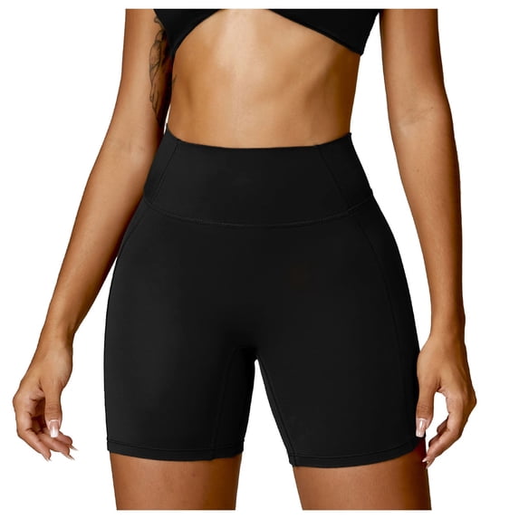 GEWSEY Biker Yoga Shorts for Women 3" High Waisted Tummy Control Workout Running Athletic Spandex Shorts (Black, S)