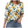 thumbnail image 1 of GEWSEY Blouses for Women Dressy Casual 3/4 Length Sleeve Womens Tops with Smocked (Yellow, S), 1 of 7