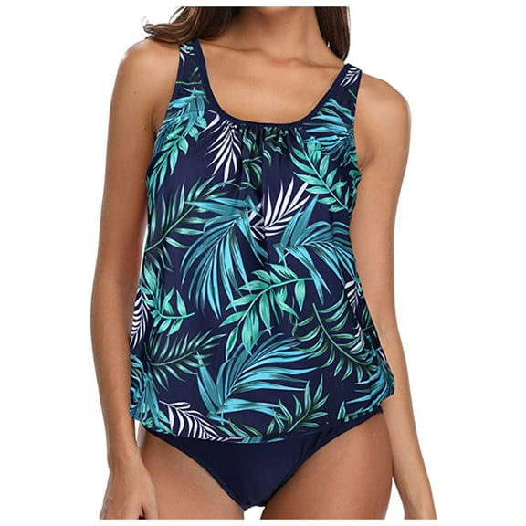 GEWSEY Blouson Tankini Tops for Women - Loose Fit Swim Top Only No Bottom Bathing Suit Modest Swimsuit Top 2025 Green, XL