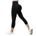 thumbnail image 1 of GEWSEY Body Sculpt Capri Leggings Double Side Pockets Compression Leggings for Women Tummy Control Yoga Pants Workout (Black, XXL), 1 of 8