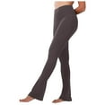 thumbnail image 1 of GEWSEY Bootcut Yoga Pants with Pockets for Women 30" Wide Leg Pants High Waist Tummy Control Workout Yoga Pants (Grey, XL), 1 of 5