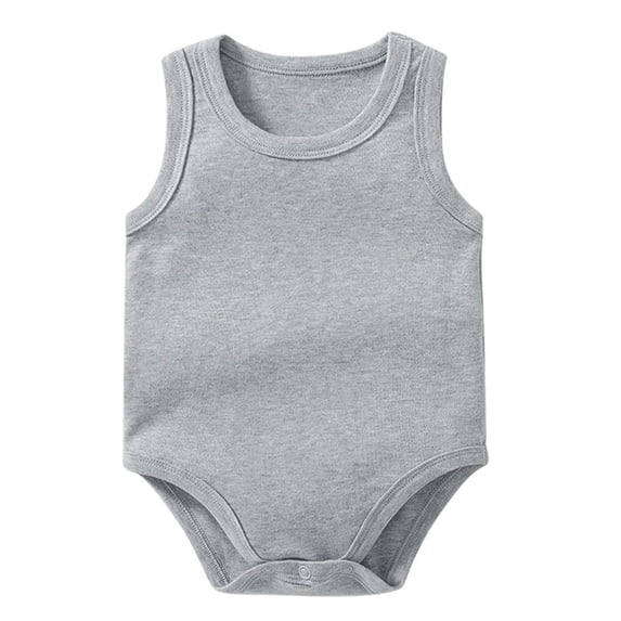 GEWSEY Boy Girl Sleeveless Tank Top Cotton One-Pieces Rompers Summer Fall Baby Undershirt Clothes Outfit 6-9 Months Gray