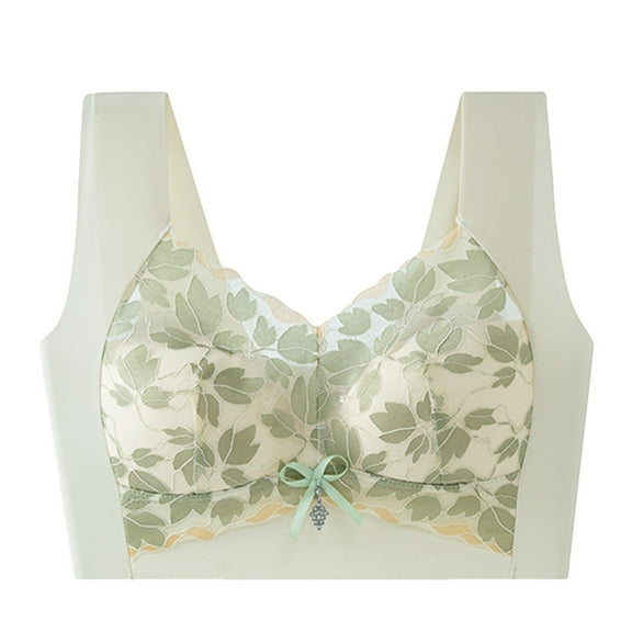 GEWSEY Bra,Senobra - Versatile Comfy Lift & Flex Wireless Bra Green, M