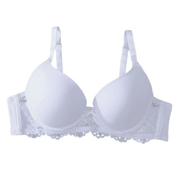 GEWSEY Bra for Women Deep Sexy Lace Bras Demi Sheer Mesh Balconette See Through Bralette Unlined Underwire Embroidered (White, XXL)