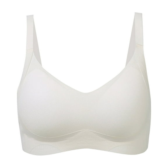 GEWSEY Bra for Women Traceless Cool Mesh Wire Free Breathable Cup Vest Look Comfortable Sport Sleep Bras (White, M)
