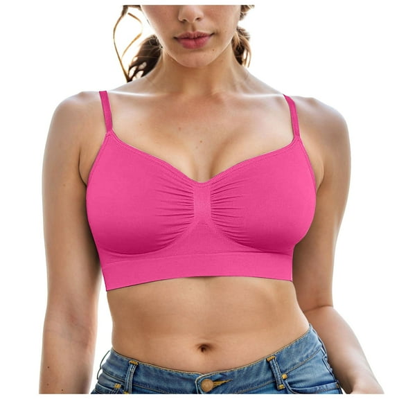 GEWSEY Bralettes for Women with Support Comfortable Bras No Underwire Seamless Everyday Bras Hot Pink, XL