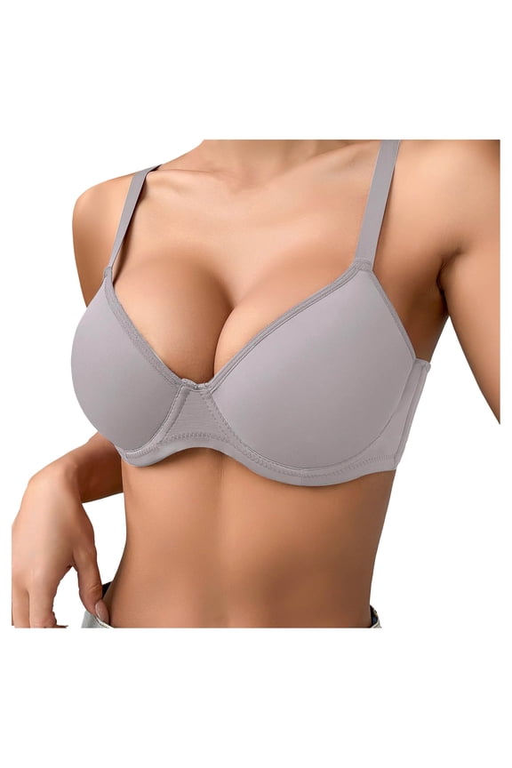 Bras for Women Full Coverage Supportive Seamless Back Fat Smoothing Bra Comfort Lightly Lined T-Shirt Bra (Light Gray, 30B)