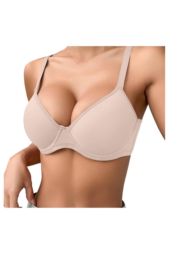 Bras for Women Full Coverage Supportive Seamless Back Fat Smoothing Bra Comfort Lightly Lined T-Shirt Bra (Light Pink, 28D)