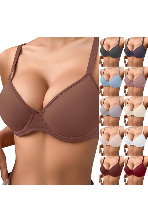 Bras for Women Full Coverage Supportive Seamless Back Fat Smoothing Bra Comfort Lightly Lined T-Shirt Bra (Light Purple, 22B)