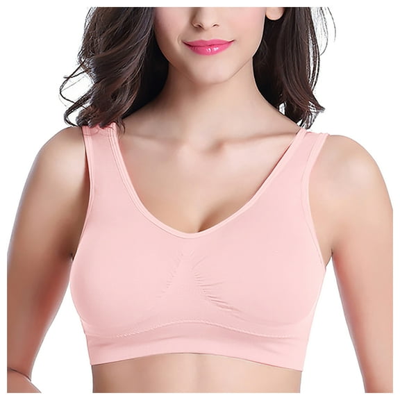 GEWSEY Breathable Cool Liftup Air Bra,2025 Seamless Wireless Plus Women Yoga Tops Padded Sports Bra Workout Fitness Running (Pink, 32A-C)
