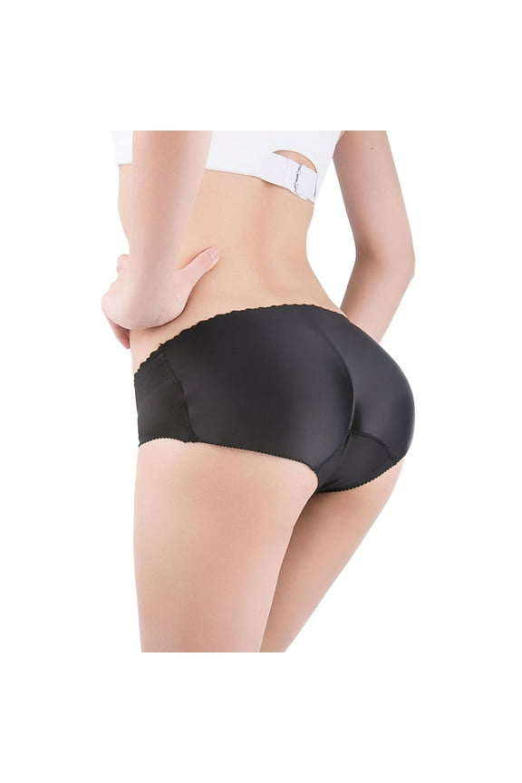 Lifter Panties Padded Underwear for Women Seamless Booty Pads Enhancer Panty (Black, L)