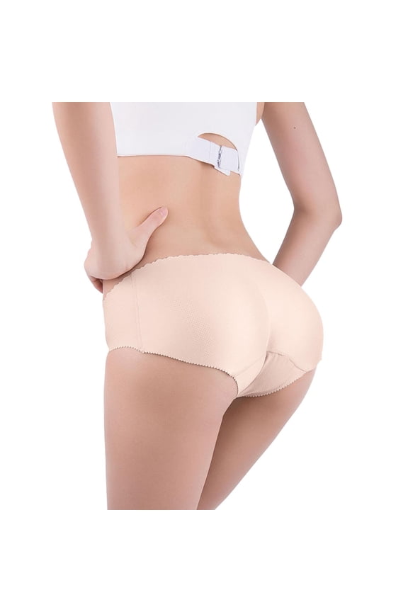 Lifter Panties Padded Underwear for Women Seamless Booty Pads Enhancer Panty (Khaki, L)