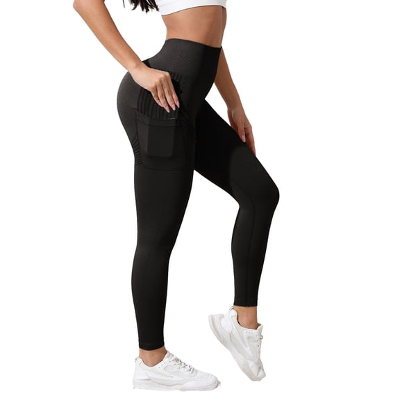 GEWSEY Capri Leggings with Pockets High Waisted Capri Leggings for Women Workout Yoga Pants Capris (Black, M)