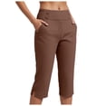 thumbnail image 1 of GEWSEY Capri Pants for Women Stretch High Waisted Crop Office Work Pants Summer Casual Capris Slacks Yoga Dress Pant (Brown, S), 1 of 9