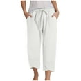 thumbnail image 1 of GEWSEY Capris for Women Casual Summer Loose Comfy Drawstring Wide Leg Capri Pants with Pockets (White, 3XL), 1 of 6