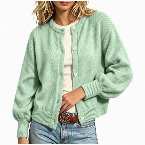 GEWSEY Cardigan Sweaters for Women Lightweight Knit Sweater Womens Long Sleeve Button Down Oversized Open Front Casual Fashion Cardigans (Green, M)