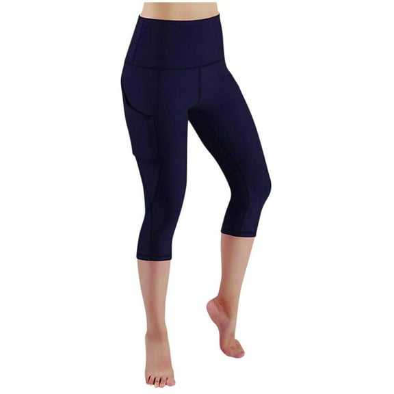 GEWSEY Cotton Modal Capri Leggings | Super Soft | Lightweight Navy, M