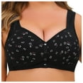 thumbnail image 1 of GEWSEY Daisy Bras for Women No Underwire Front Closure Comfort Senior Wireless Snap Closing Bra Black, 56, 1 of 4