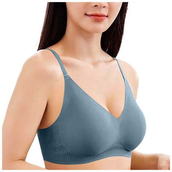 GEWSEY Deep V Bra for Women No Underwire Wireless Push Up Seamless Plunge Bralette Comfort Supportive Full Coverage Bras (Dark Blue, M)