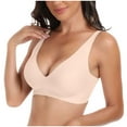 thumbnail image 1 of GEWSEY Deep V Mesh Bras for Women No Underwire Buttery Soft Wireless Bras Lightly Support Seamless Bralettes (Beige, 40C-D/42B-C), 1 of 4